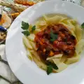 Запържени макарони с гъби и фенел