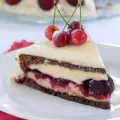 Chocolate Cake with Cream and Cherries