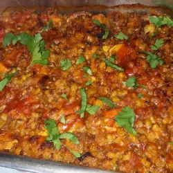 Baked Mung Beans with Mushrooms and Tomatoes