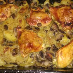 Chicken Legs with Potatoes, Mushrooms and Beer