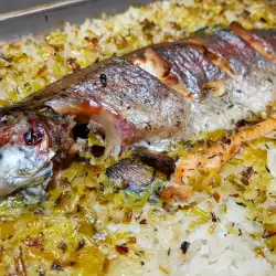 Oven-Baked Rainbow Trout with Rice and Leeks