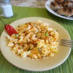 Eggs with Leeks and Feta Cheese