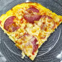 Keto Pizza with Bacon and Yellow Cheese