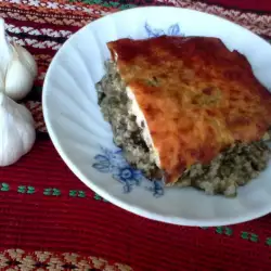 Лапад с кайма, ориз, лук и заливка