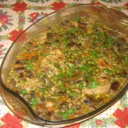 Pork Chops with Mushrooms, Peas and Spinach