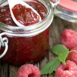 Raspberry Jam with Lemon Balm Leaves