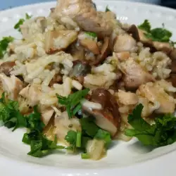 Risotto dietético con pavo y setas