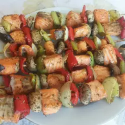 Bunte Lachs Spieße