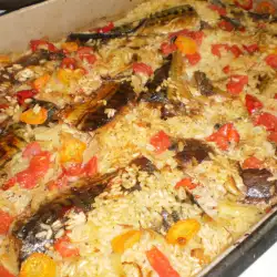 Oven-Baked Mackerel with Rice and Vegetables