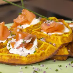 Squash Waffles with Smoked Salmon