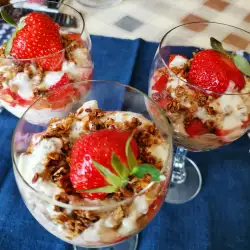 Low-Calorie Dessert in Cups with Strawberries and Banana