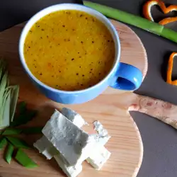 Economical Soup with White Cheese and Leeks