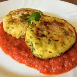 Zucchini and Cheese Patties in Tomato Sauce