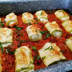 Zucchini Rolls in Aromatic Tomato Sauce