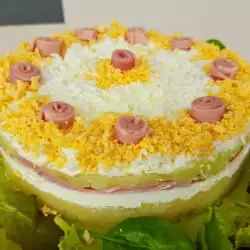 Potato Cake with Ham and White Cheese