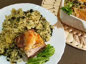 Oven Roasted Lamb Ribs with Nettles and Rice