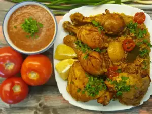 Chicken Thighs with Curry on a Kanape of Rice