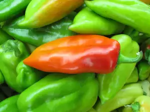 red pepper in green peppers