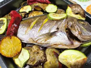 Oven-Baked Red Sea Bream with Eggplant and Zucchini