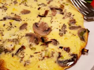 Frittata de champiñones con puerros