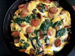 Frittata with Spinach, Sausage and Mushrooms