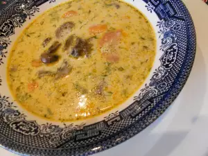 Mushroom Soup with Carrots and Onions