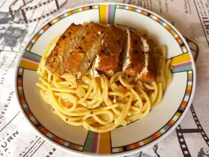 Spaghete cu lămâie cu tofu marinat