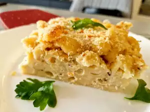 Macarrones al horno con queso, nata y mostaza