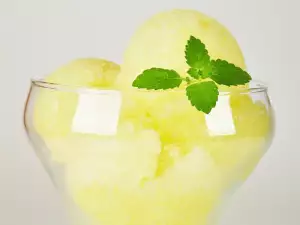 Fresh Fruit Ice Cream of Melon and Mint