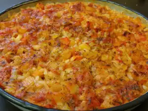 Arroz al horno con puerros y tomates