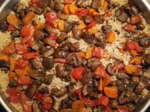 Oven-Baked Rice with Mushrooms and Peppers