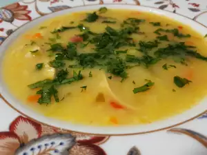 Rice Soup with Chicken Fillet and Leeks