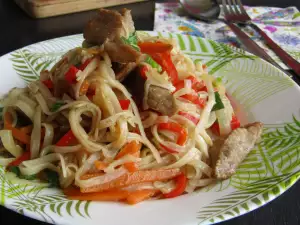 Fried Rice Noodles with Pork and Vegetables