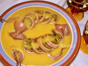 Stuffed Calamari in Potato Cream with Saffron