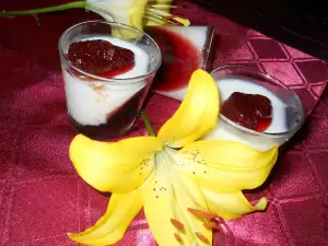 Panna Cotta with Yoghurt and Strawberry Jam