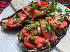 Eggplant Boats with Tomato and Mushrooms