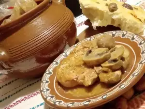 Baked Pork Chops with Mushrooms in a Clay Pot