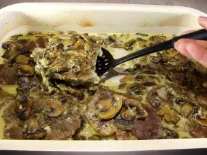 Pork Steaks with Mushrooms and Processed Cheese