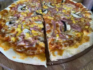 Ham, Corn and Mushroom Pizza