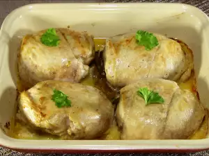 Rollos de pollo con champiñones y queso