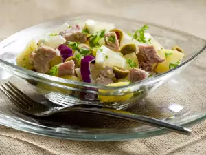 Ensalada de patata con atún y mostaza