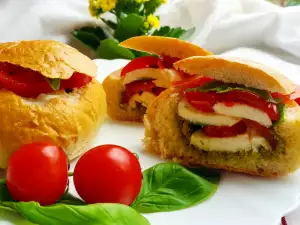 Stuffed Caprese Bread Buns with Mozzarella