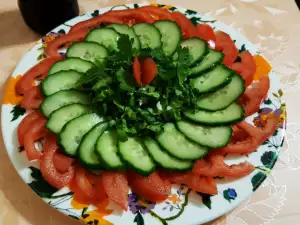 Arranged Cucumber and Tomato Salad