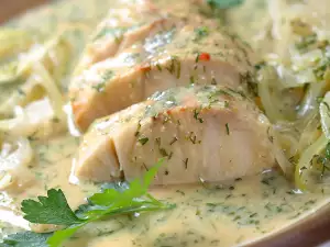 Fish with cream sauce