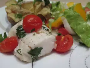 Bacalao con tomates cherry al horno