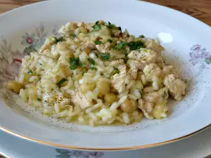 Risotto met kip en doperwtjes