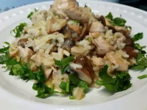 Risotto dietético con pavo y setas