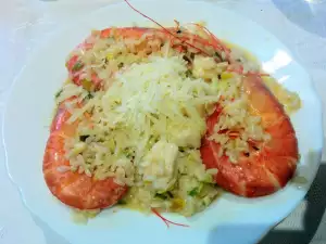 Risotto met verse knoflook en garnalen