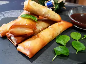 Rollitos de pato en salsa agridulce de higos