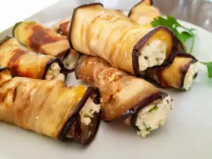 Rollitos de berenjena con quesos